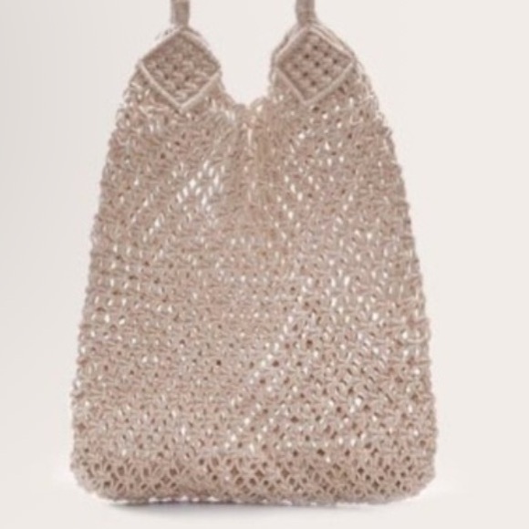 PrettyLittle Thing. Natural Crochet Beach Tote Bag. 100% Cotton. Sold Out! - Picture 3 of 5